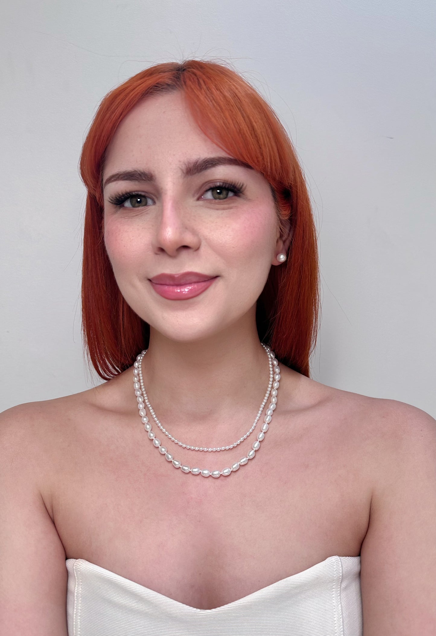 Graceful Layered Double-Strand Freshwater Pearl Necklace with Silver Clasp
