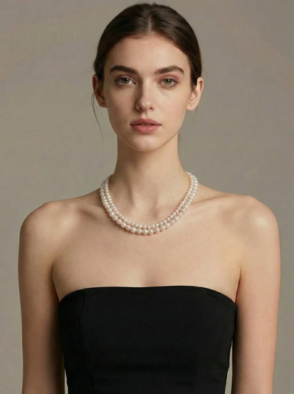 Versailles Fantasy Cultured Freshwater Pearl Necklace in Sterling Silver 4-4.5mm-8-9mm