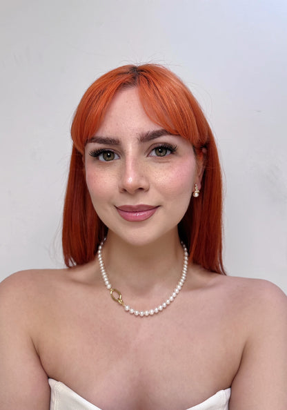 Classic Freshwater Pearl Necklace with Gold Oval Clasp