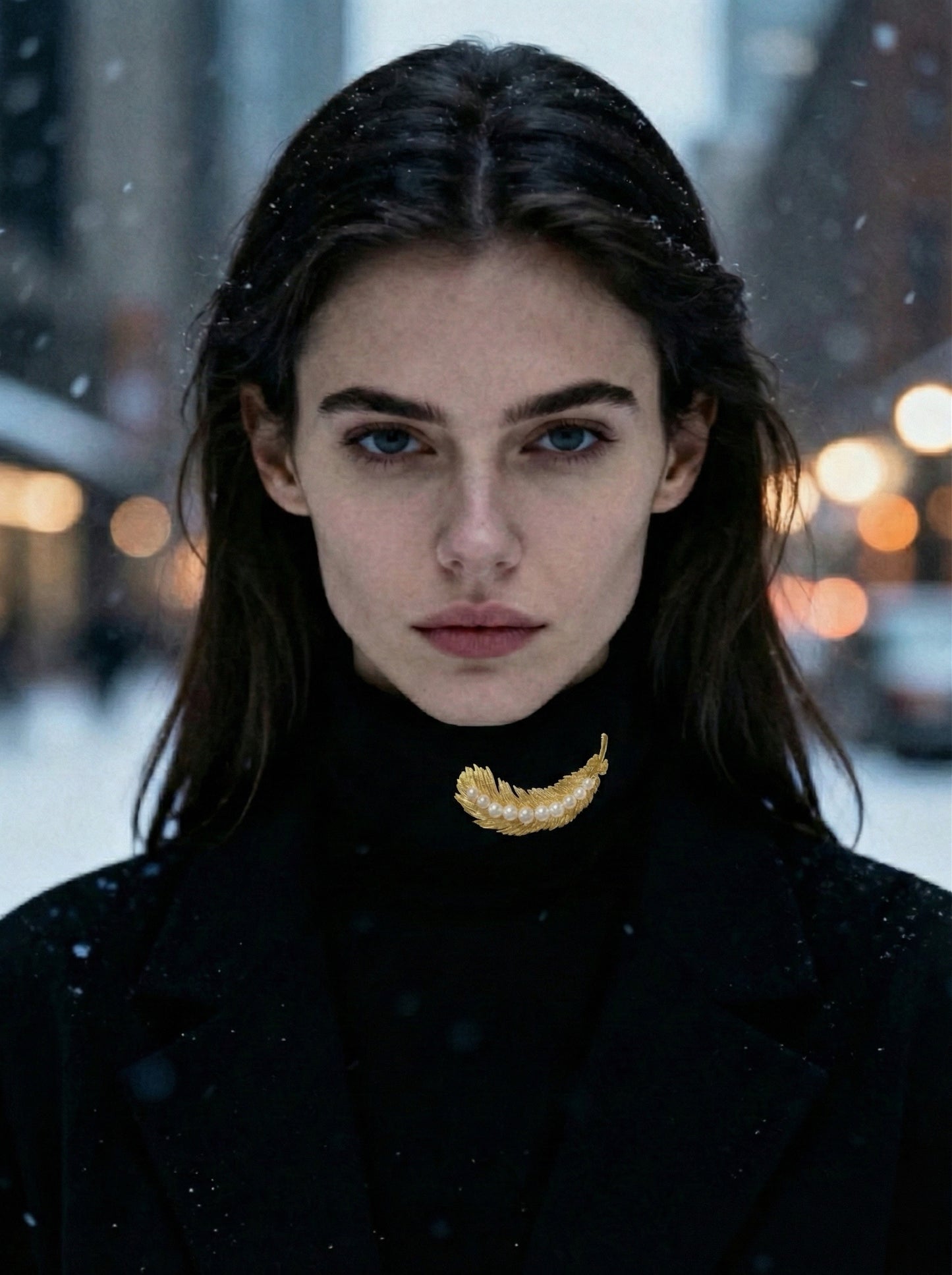 Golden Leaf Pearl Cuff & Coat Brooch