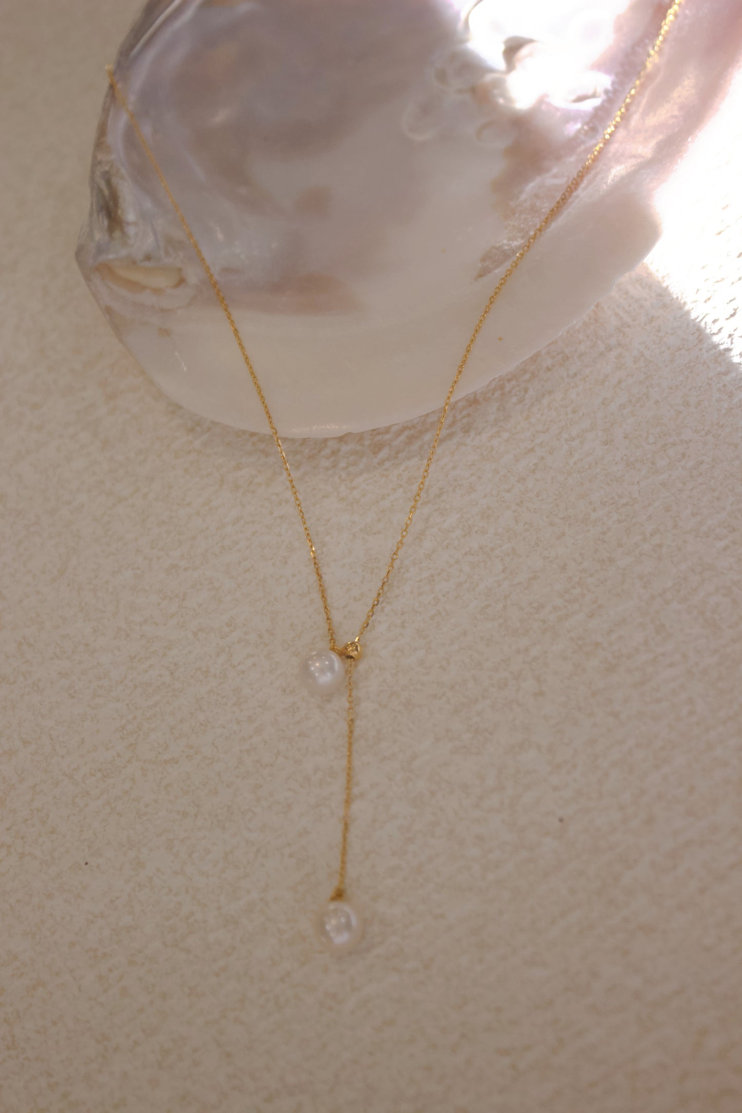Elegant Double Drop Pearl Pendant Necklace