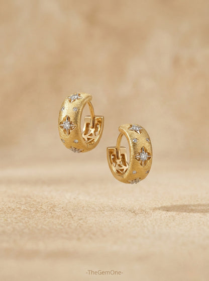 Roman Vintage Collection: Brushed Carved Gold Earrings