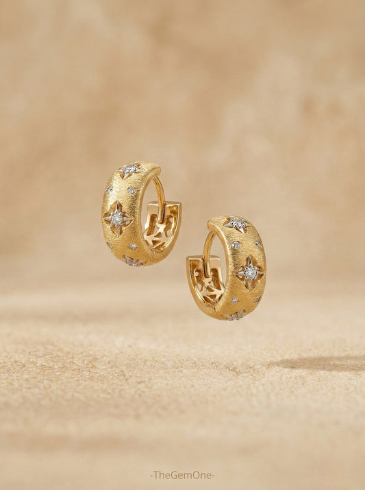 Roman Vintage Collection: Brushed Carved Gold Earrings