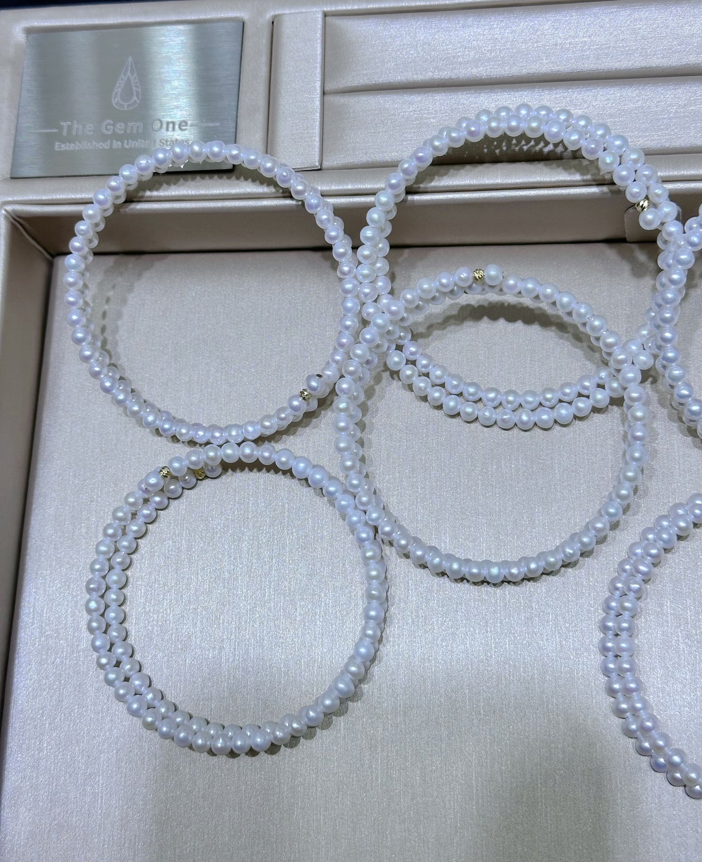 Elegant Handcrafted Adjustable Layered Pearl Bracelet with Gold Accents