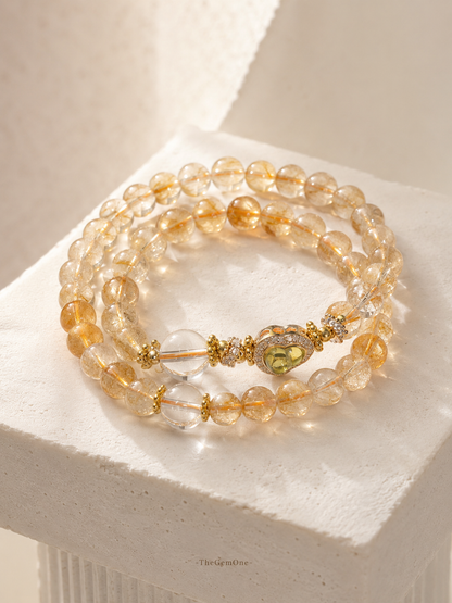 Golden Rutilated Quartz Double Wrap