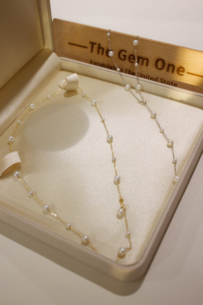 Starry Necklace.Cultured Freshwater with S925(sliver/gold) 3.5mm-5.5-6mm