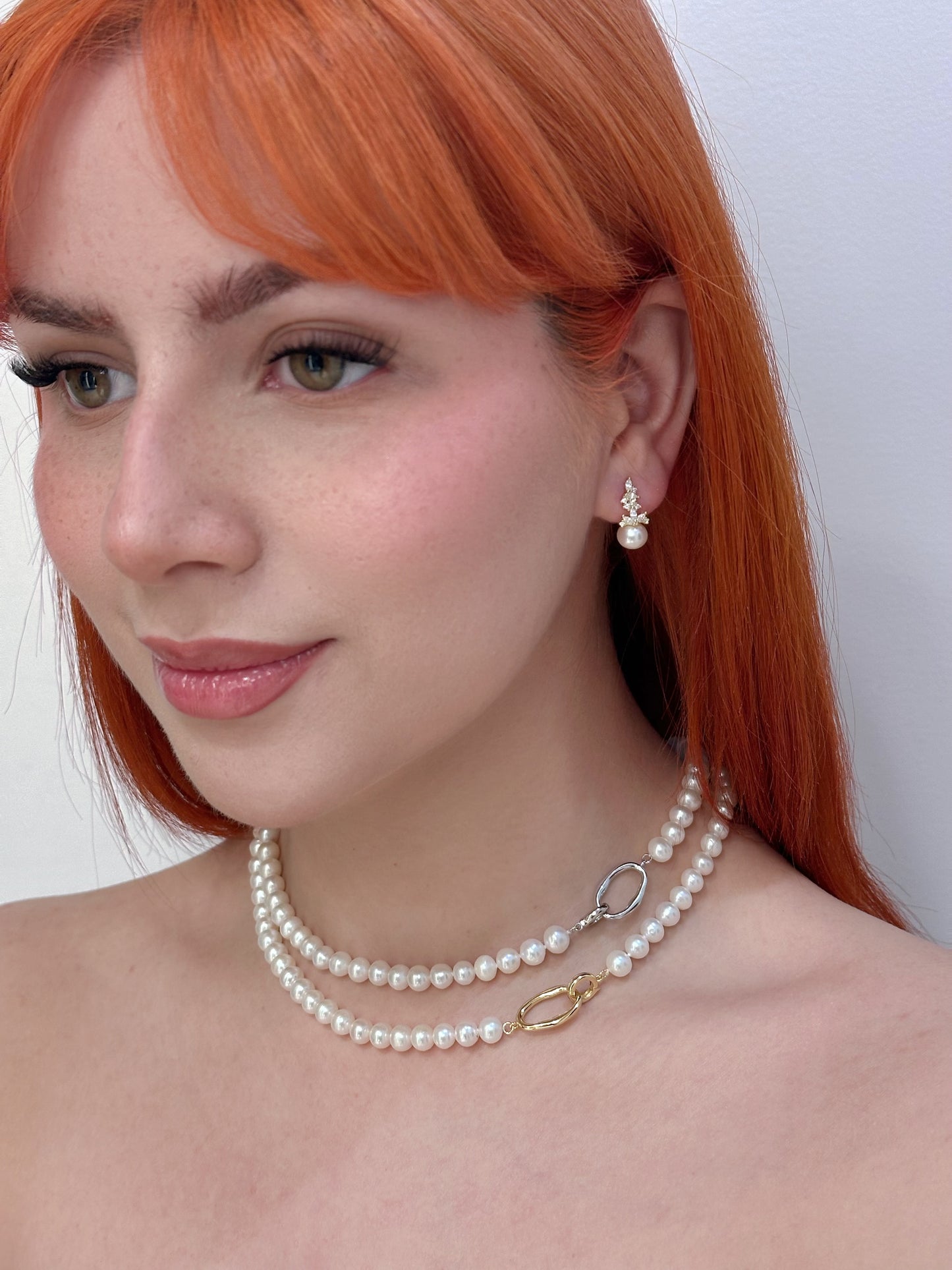 Classic Freshwater Pearl Necklace with Gold Oval Clasp