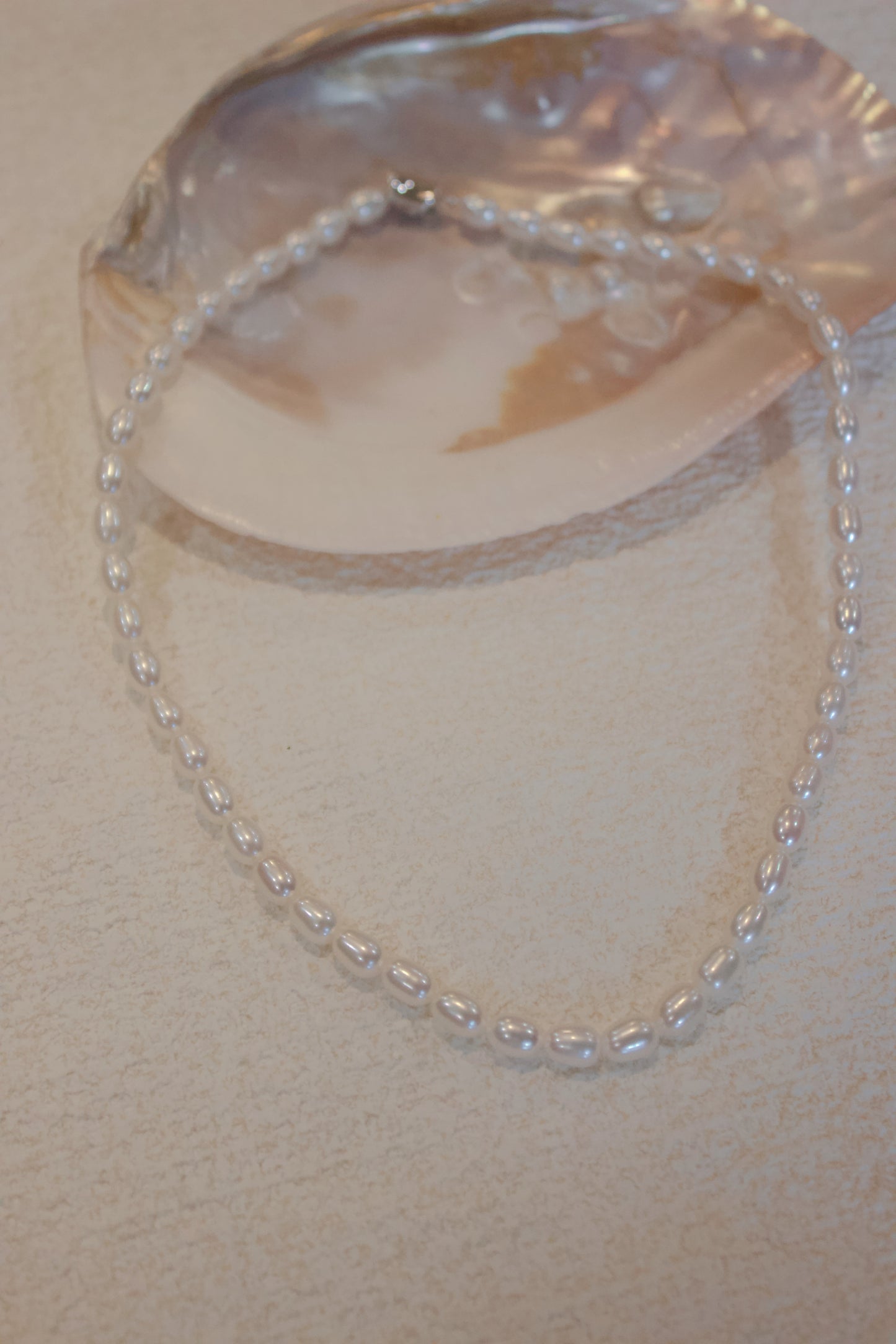 Elegant Freshwater Rice Pearl Necklace with Sterling Silver Clasp