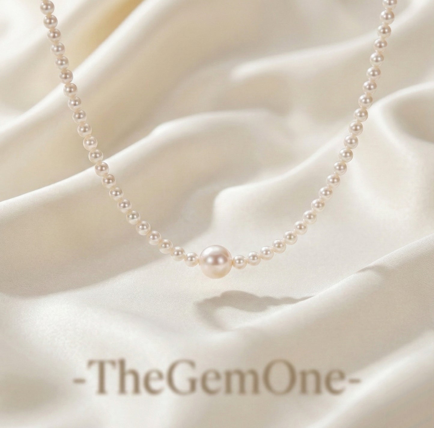 Fortune Turns Necklace Cultured freshwater Pearl in Sterling Silver 11-12mm-3.5-4mm