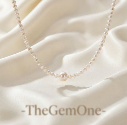 Fortune Turns Necklace Cultured freshwater Pearl in Sterling Silver 11-12mm-3.5-4mm