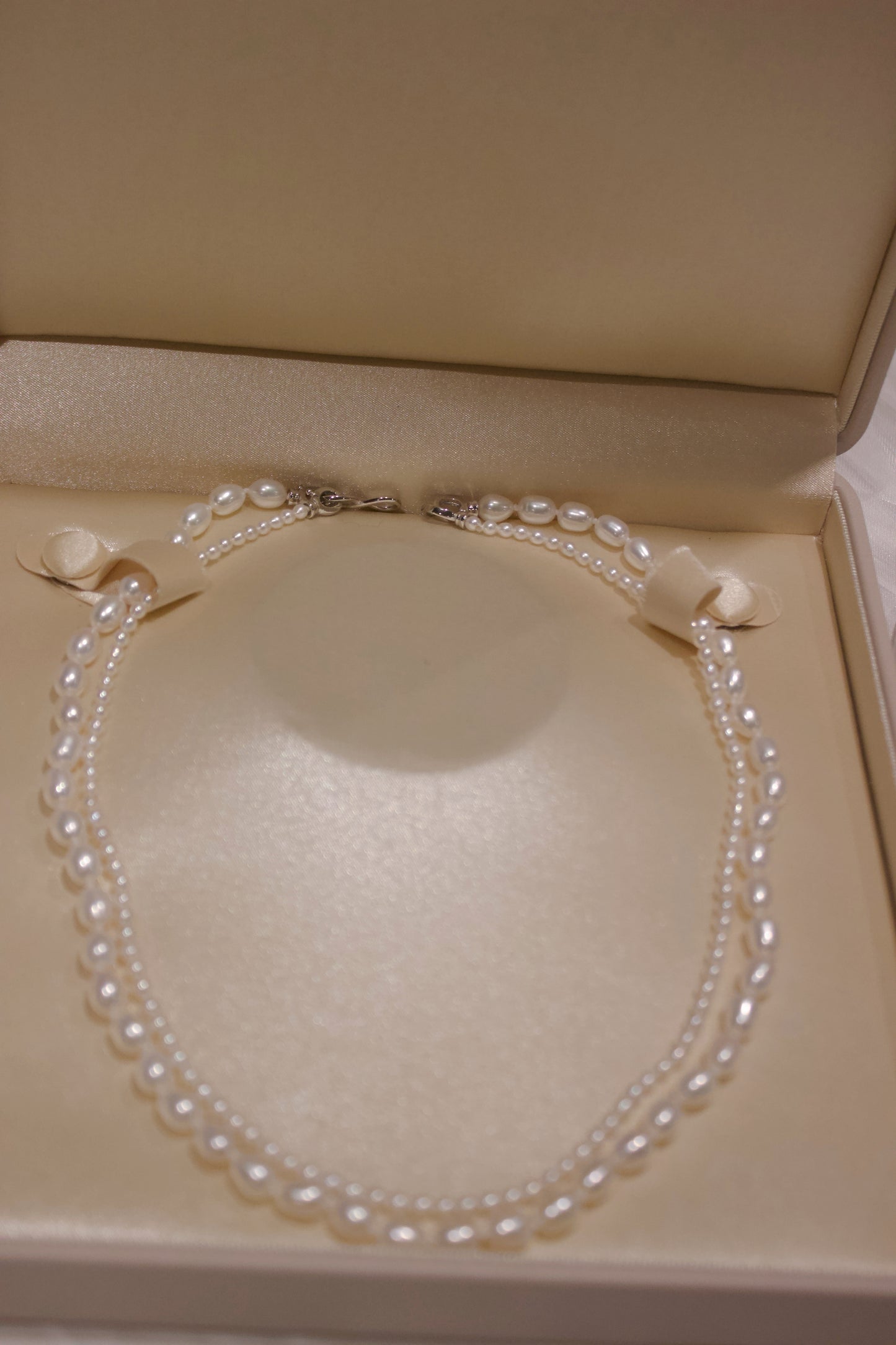 Graceful Layered Double-Strand Freshwater Pearl Necklace with Silver Clasp