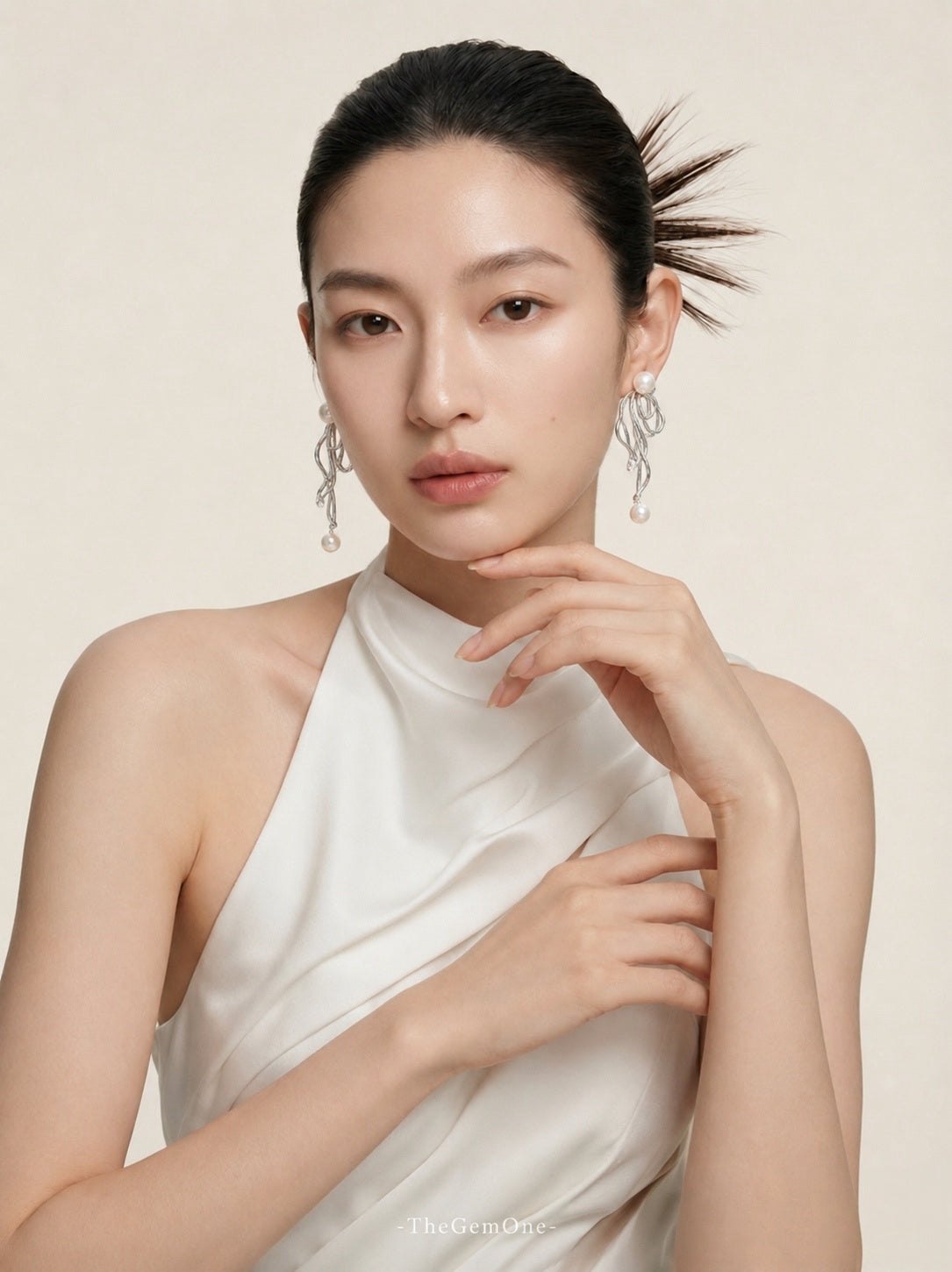 Sculpted Bloom Pearl Earrings