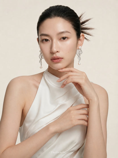 Sculpted Bloom Pearl Earrings