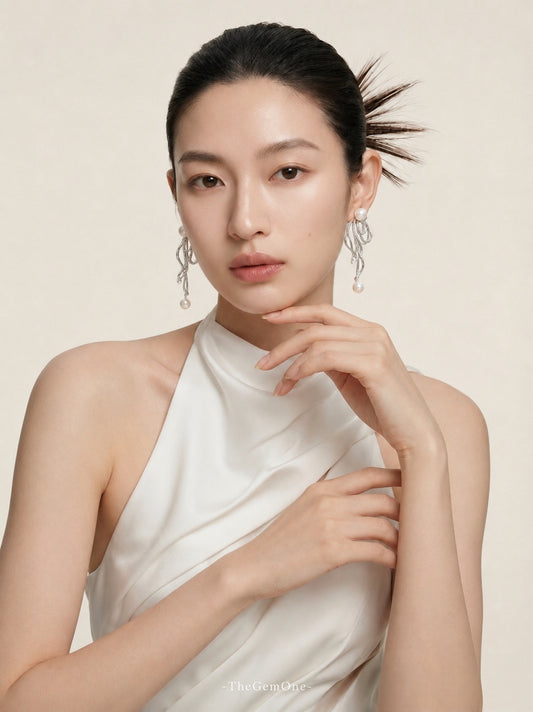 Sculpted Bloom Pearl Earrings