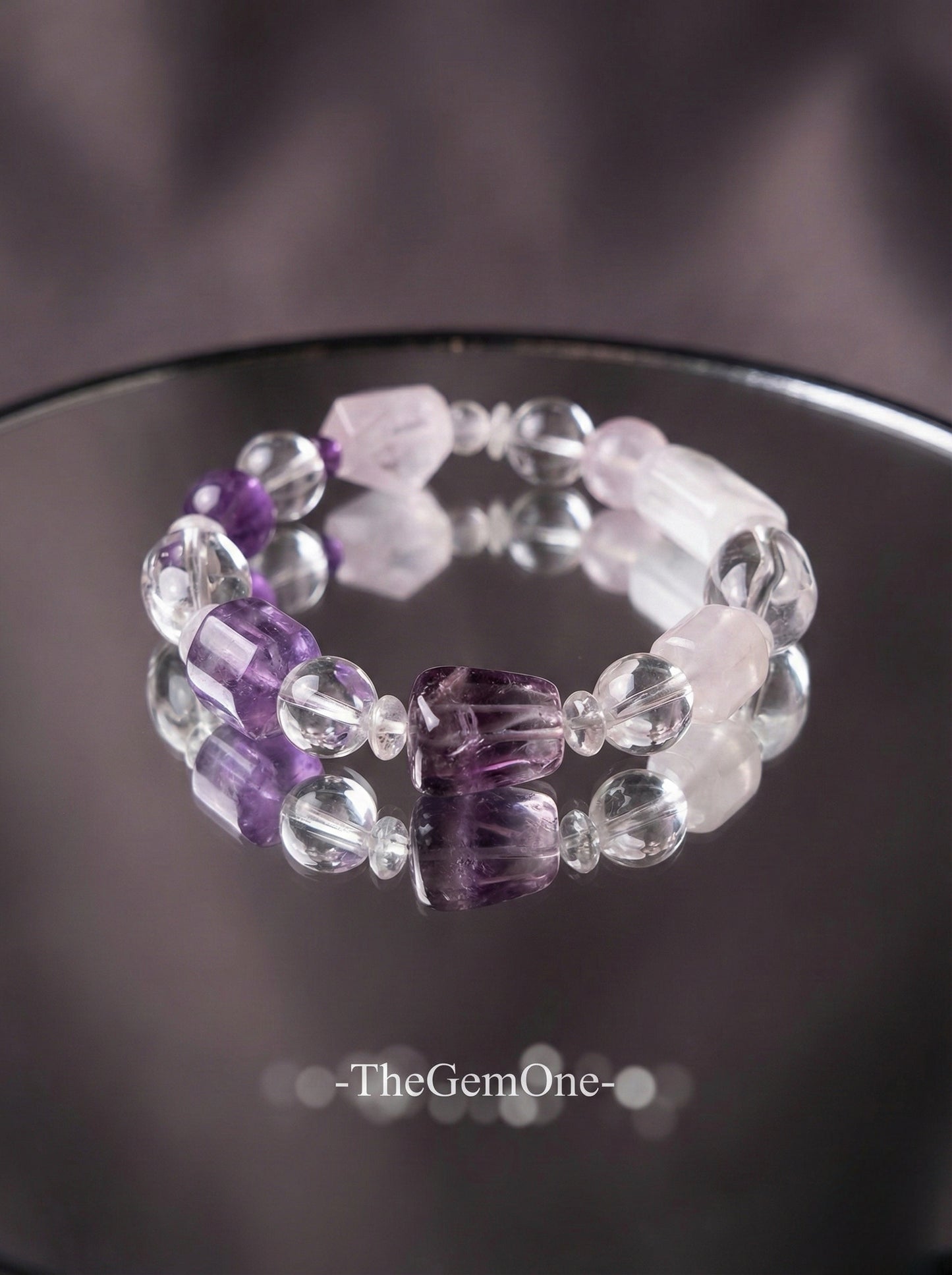 Tri-Energy Harmony Bracelet (Amethyst & Rose Quartz)