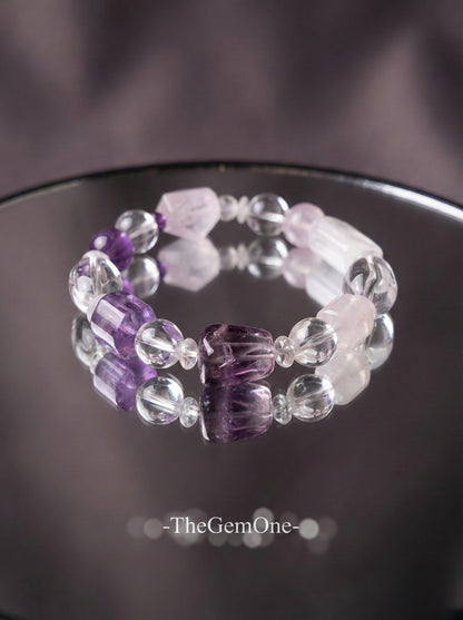 Tri-Energy Harmony Bracelet (Amethyst & Rose Quartz)