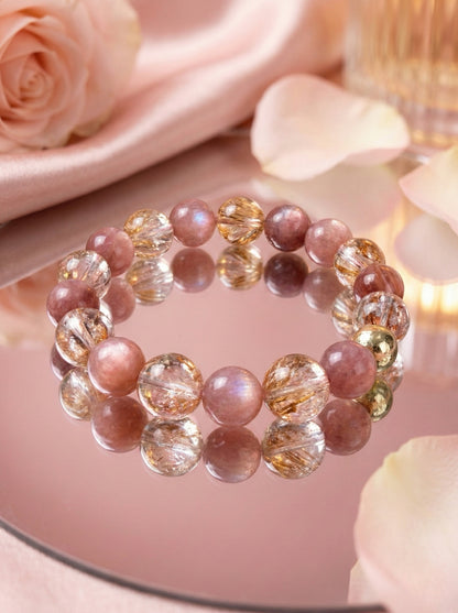 Valentine's Special: Blooming Love Pink & Gold Crystal