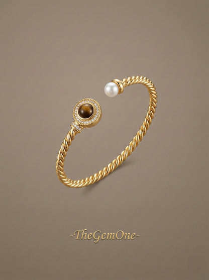 2026 Vintage Chic Pearl & Tiger's Eye Cuff
