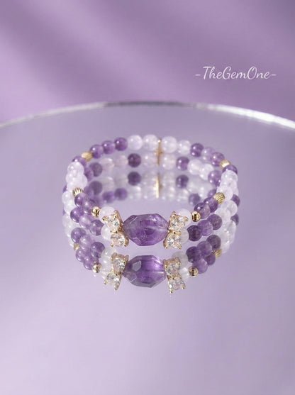 Valentine's Amethyst "Twin Souls" Double Bracelet