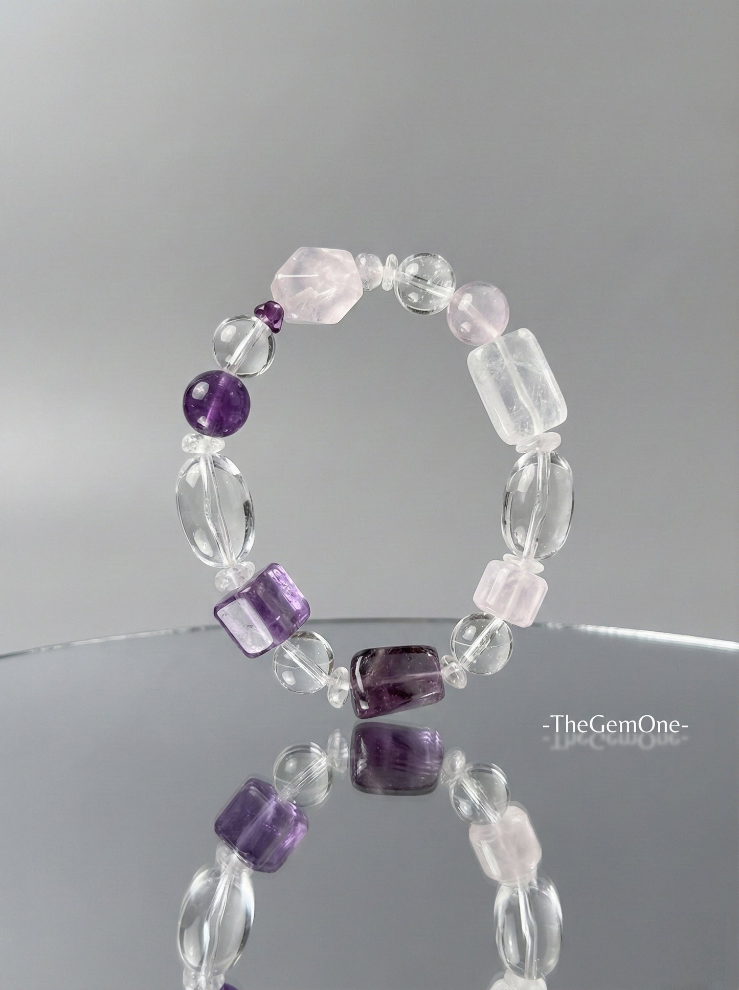 Tri-Energy Harmony Bracelet (Amethyst & Rose Quartz)
