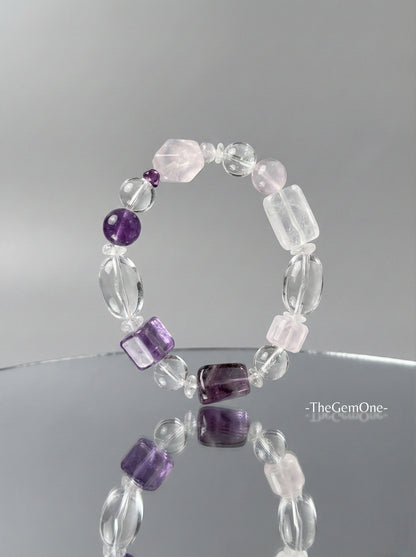 Tri-Energy Harmony Bracelet (Amethyst & Rose Quartz)