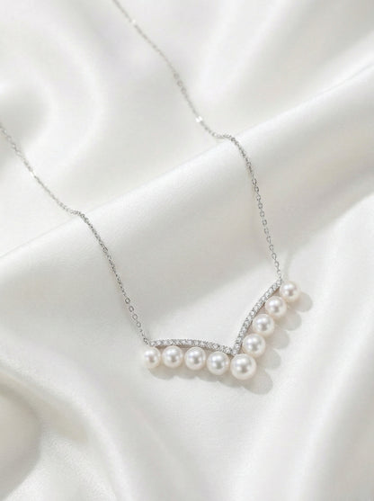 Cultured Freshwater Pearl Necklace in Sterling Silver 5-6.5mm