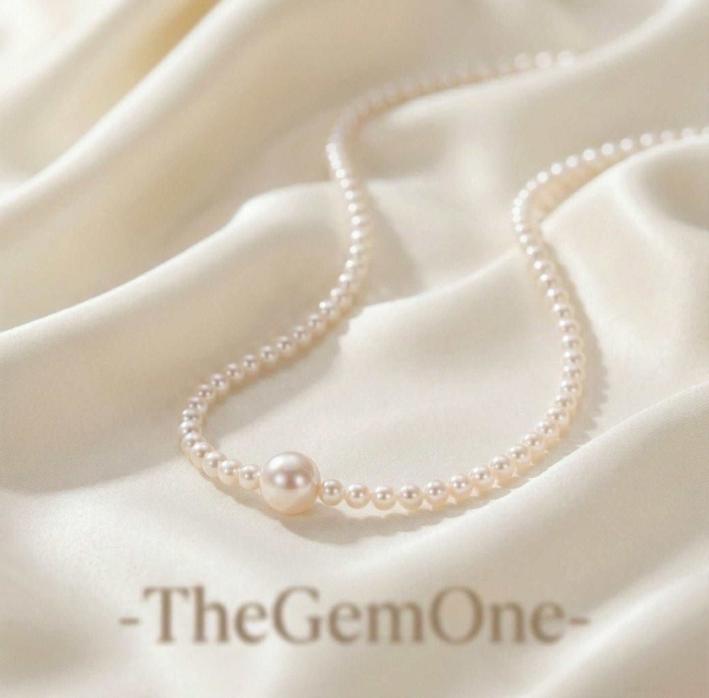 Fortune Turns Necklace Cultured freshwater Pearl in Sterling Silver 11-12mm-3.5-4mm