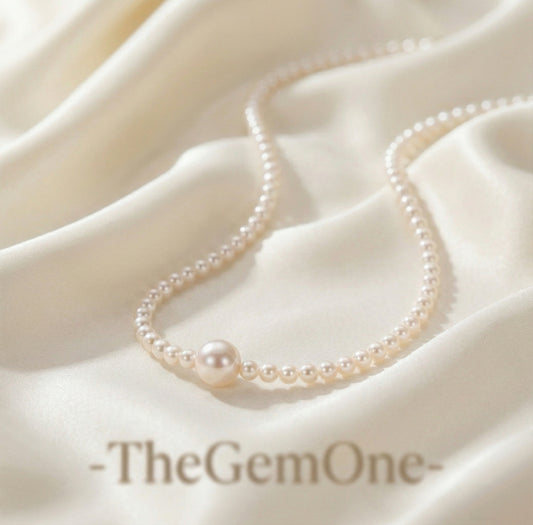 Fortune Turns Necklace Cultured freshwater Pearl in Sterling Silver 11-12mm-3.5-4mm