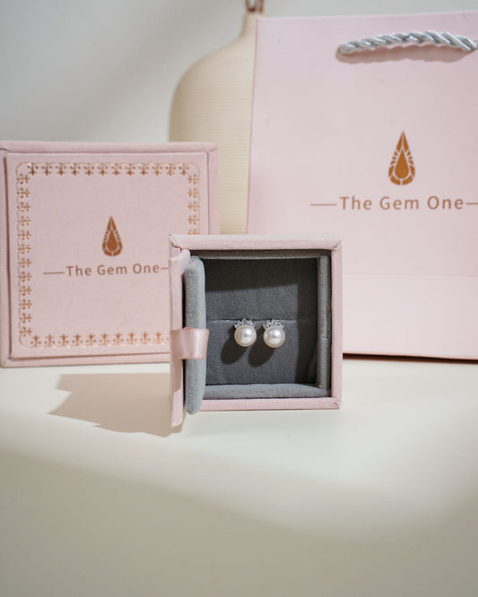 Classic Pearl Stud Earrings with Sparkling Crystal Accents