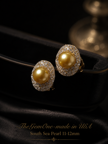 Golden Stardust South Sea Pearl Earrings