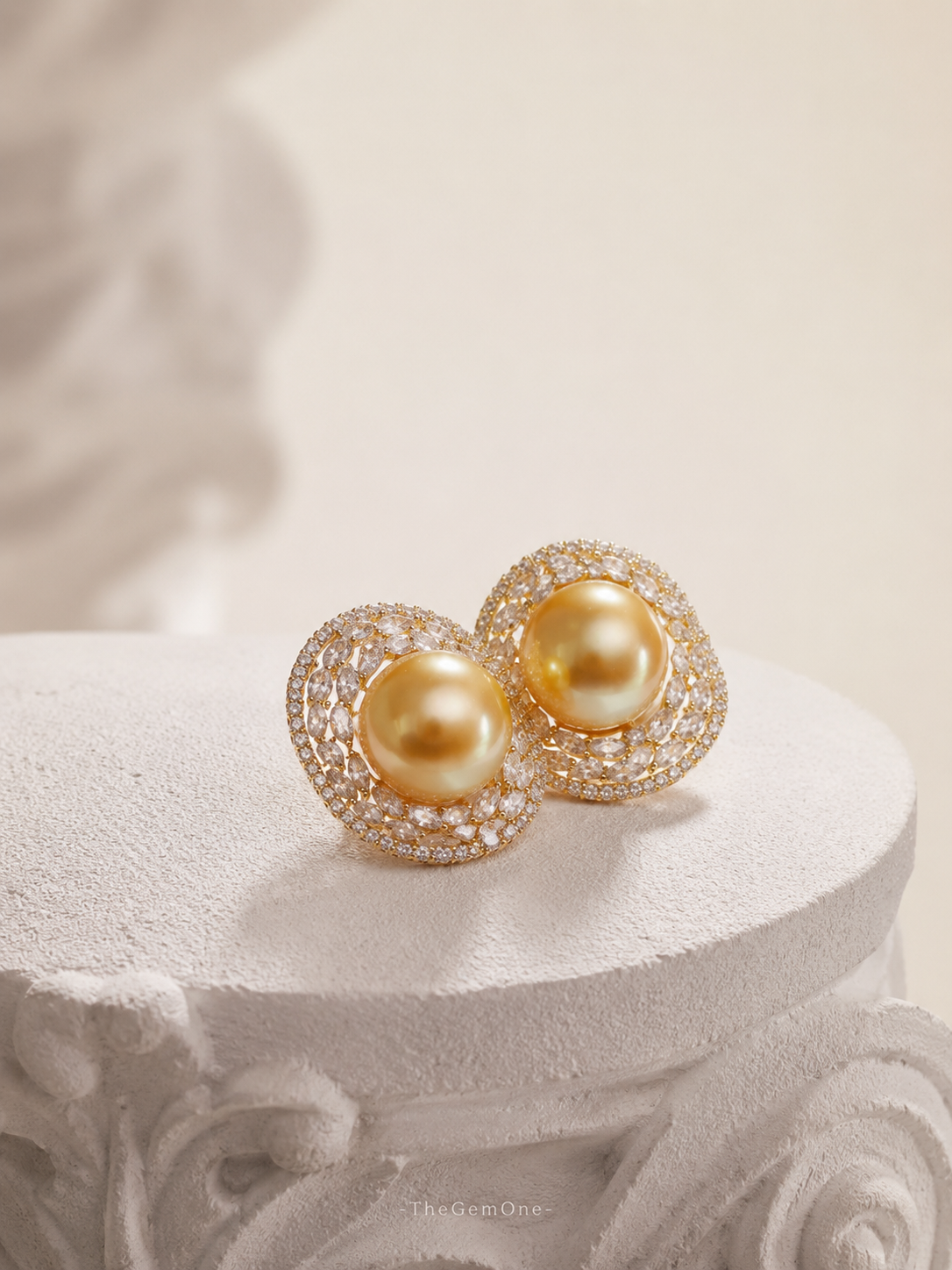 Golden Stardust South Sea Pearl Earrings