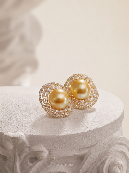 Golden Stardust South Sea Pearl Earrings