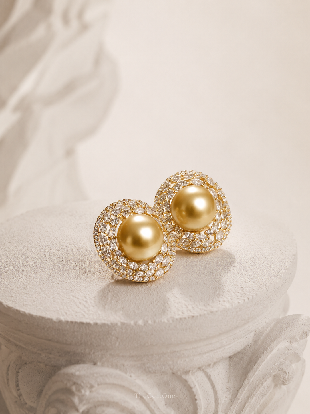 Golden Stardust South Sea Pearl Earrings