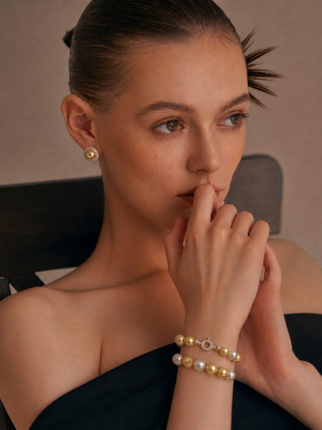 Golden Stardust South Sea Pearl Earrings