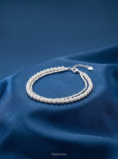 Layer Bracelet Cultured Freshwater Pearl 4-4.5mm in Sterling Silver