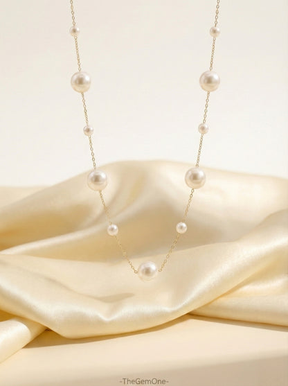 Starry Necklace in Fine 18K gold 3-4mm-6-7mm-A Masterpiece of Handcrafted Elegance