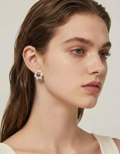 2025ss Spring Wreath Earring Cultured Freshwater pearl 3.5-6mm in Sterling Silver