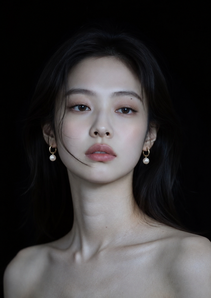 Lustrous hoop Earrings Cultured Freshwater in S925 silver 9-10mm