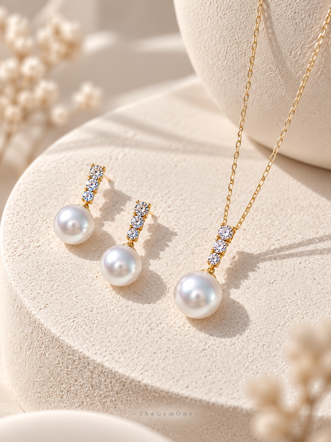 Pearl Lux: Cultured Freshwater Pearl Earrings (9–10mm) & Necklace (10–11mm) in Sterling Silver