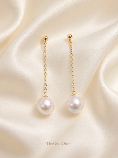 Lustrous Charm 18K Gold Pearl Drop Earrings