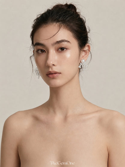Petal Drew 8–9mm Cultured Freshwater Pearl Earrings in Sterling Silver
