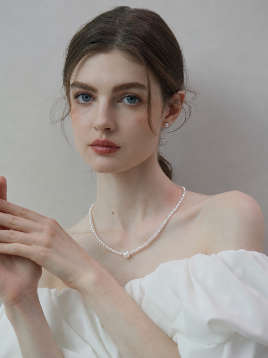 Fortune Turns Necklace Cultured freshwater Pearl in Sterling Silver 11-12mm-3.5-4mm