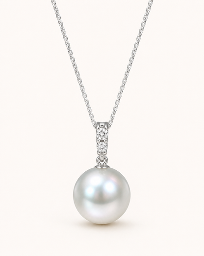 2025FW The Fine Collection: 13mm White South Sea Pearl Pendant in Platinum with Diamond