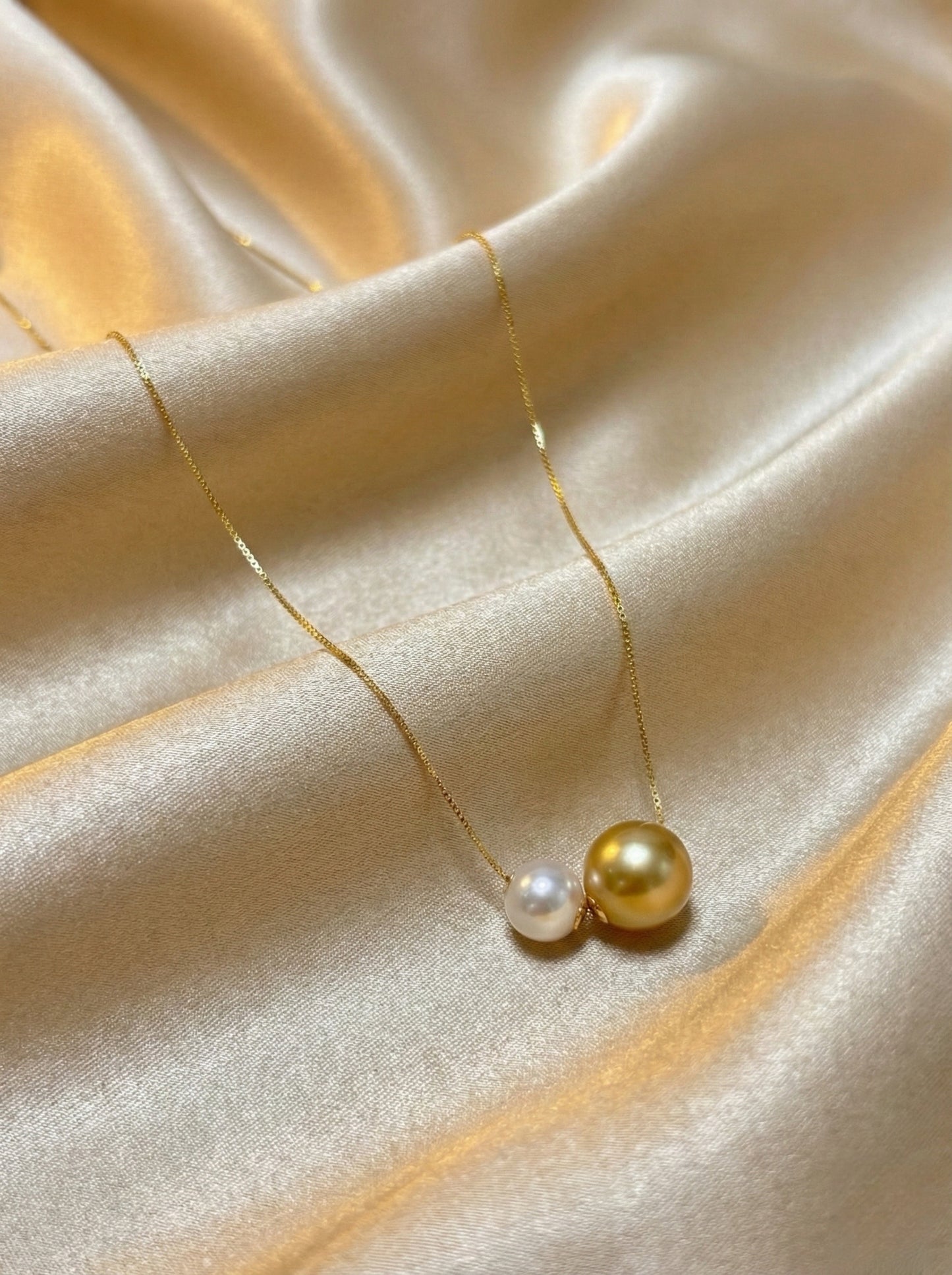 2025SS Fine Collection Pearl Pair Akoya & South Sea Pearl Duo on Premium Thick 18K Gold Chain