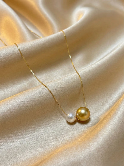 2025SS Fine Collection Pearl Pair Akoya & South Sea Pearl Duo on Premium Thick 18K Gold Chain