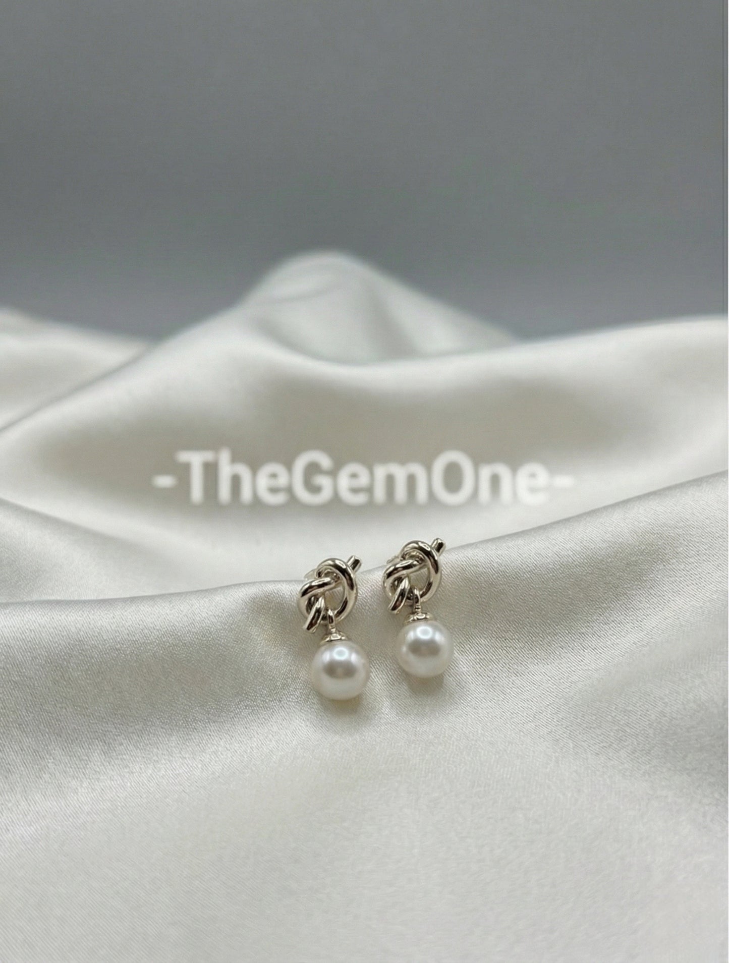 Elegant Knot Pearl Drop Earrings Set in Gold and Silver