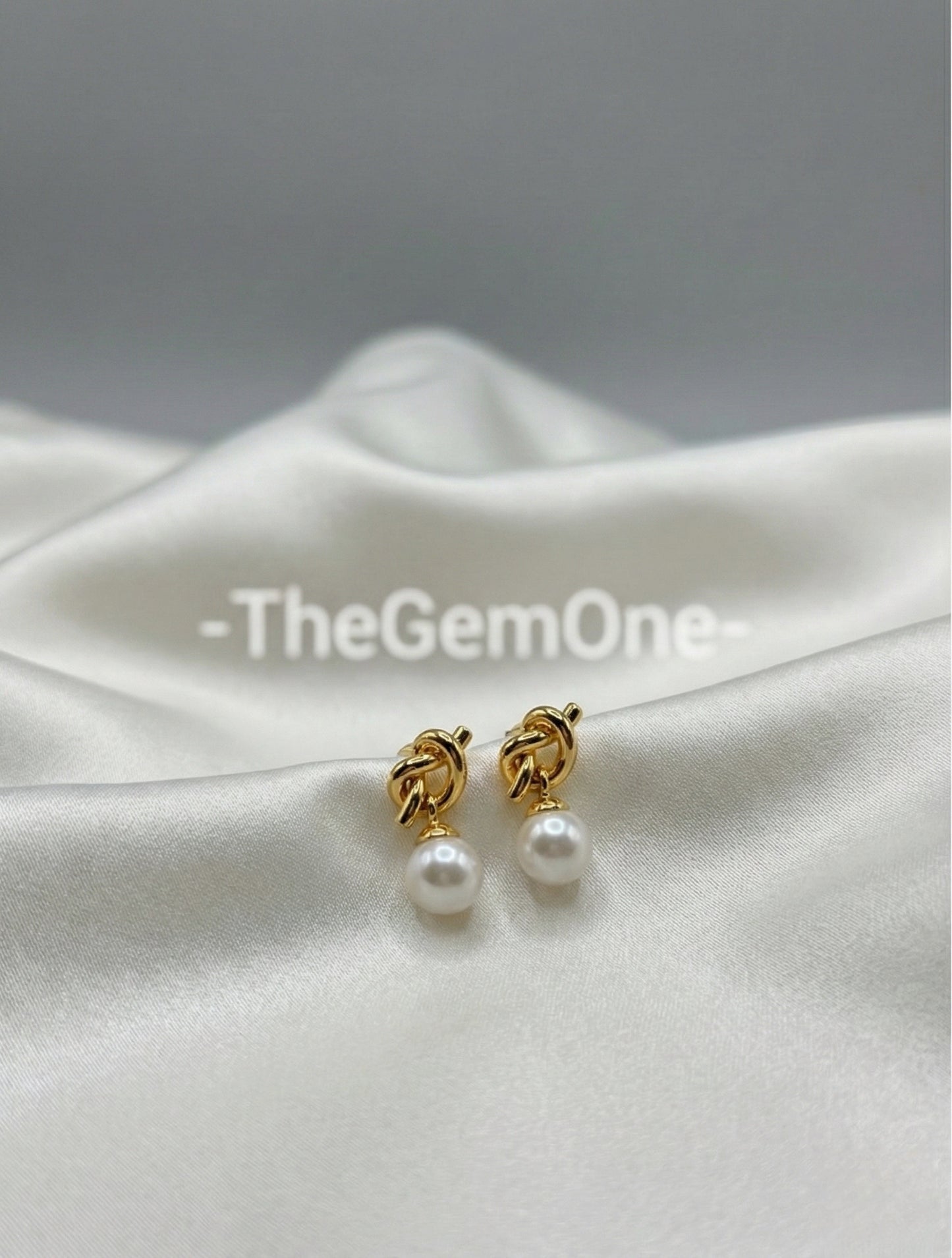 Elegant Knot Pearl Drop Earrings Set in Gold and Silver