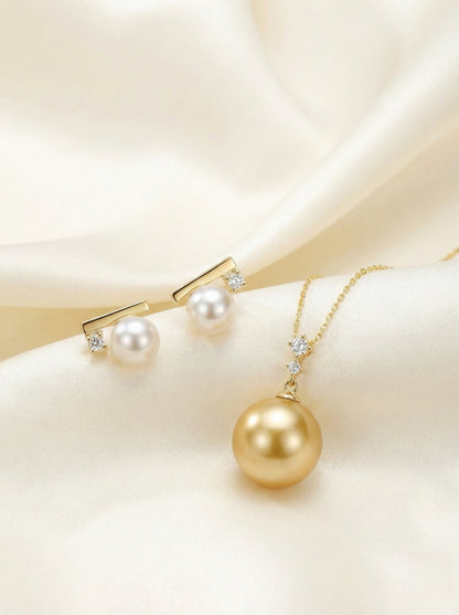 Minimalist Linear Pearl Studs (Gold/Silver）