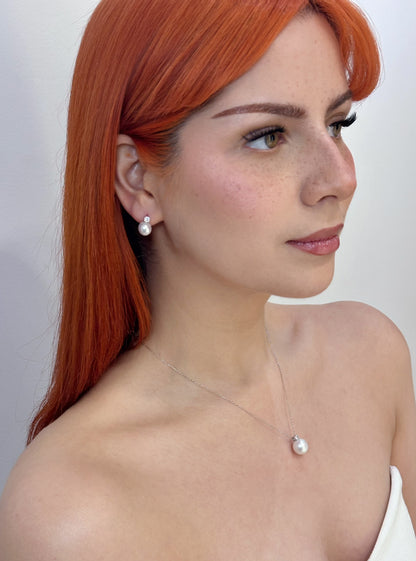 Classic Pearl Drop Necklace and Earrings Set