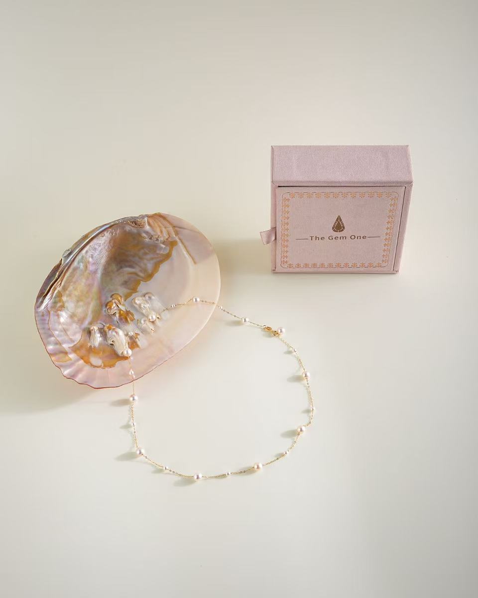 Starry Necklace.Cultured Freshwater with S925(sliver/gold) 3.5mm-5.5-6mm